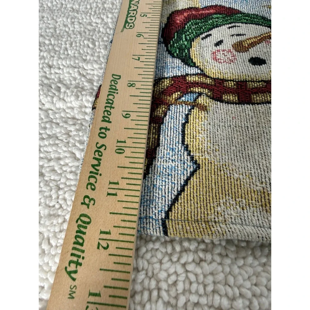 VTG Winter Snowman Tapestry Table Runner & Pot Holder Set Christmas Holiday 5 pc
